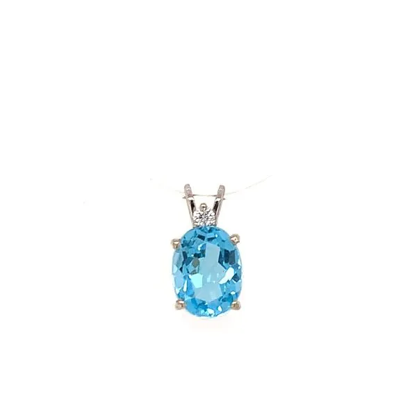 Blue Topaz Oval Pendant with DIamond Accent