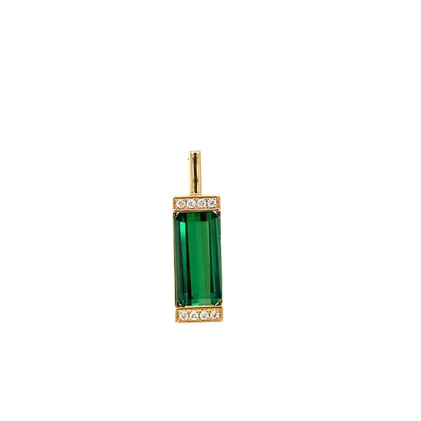 Bar Set Green Tourmaline Pendant with Diamonds Hingham Jewelers Hingham, MA