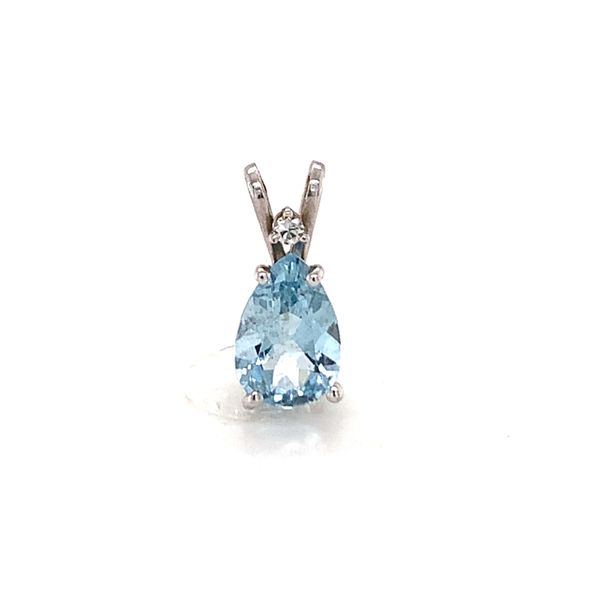 Aquamarine Pear Pendant with Diamond Accent Hingham Jewelers Hingham, MA