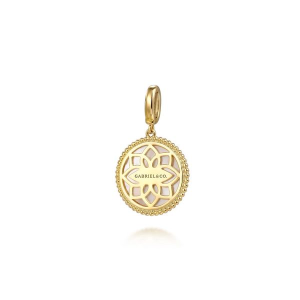 Mother of Pearl and Diamond Floral Medallion Pendant Image 2 Hingham Jewelers Hingham, MA