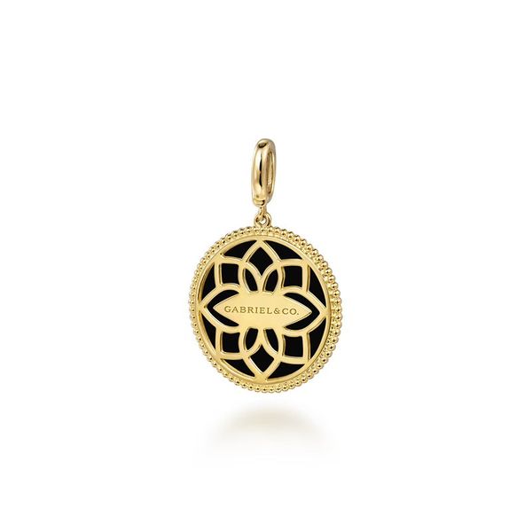 Black Onyx and Diamond Medallion Pendant Image 2 Hingham Jewelers Hingham, MA