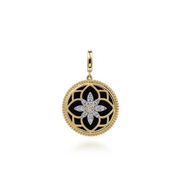 Black Onyx and Diamond Medallion Pendant Hingham Jewelers Hingham, MA