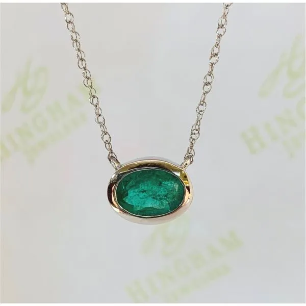 Emerald Bezel Necklace Hingham Jewelers Hingham, MA
