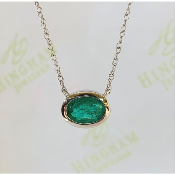 Emerald Bezel Necklace Hingham Jewelers Hingham, MA