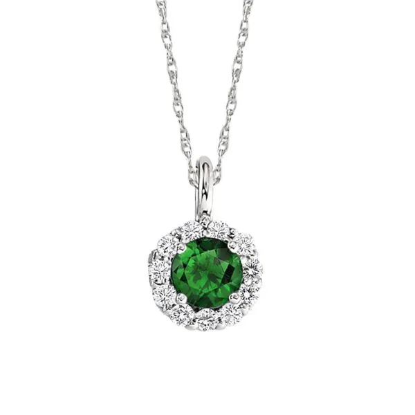 Emerald Halo Pendant Hingham Jewelers Hingham, MA