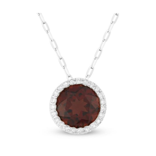 Garnet Halo Pendant Hingham Jewelers Hingham, MA