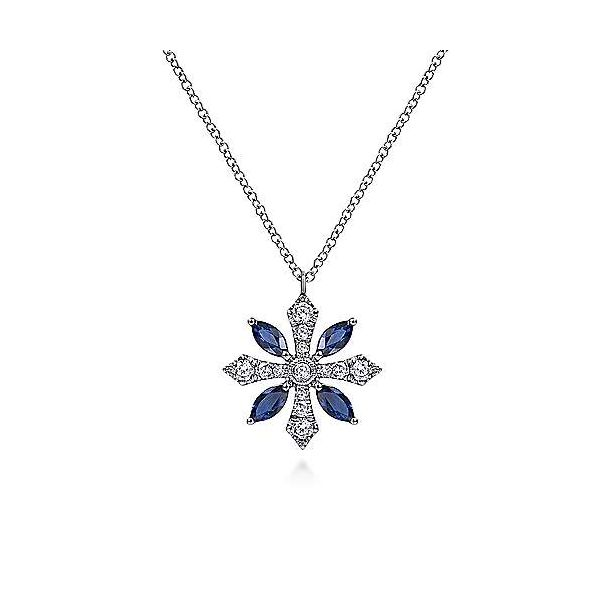Sapphire Snowflake Necklace Hingham Jewelers Hingham, MA
