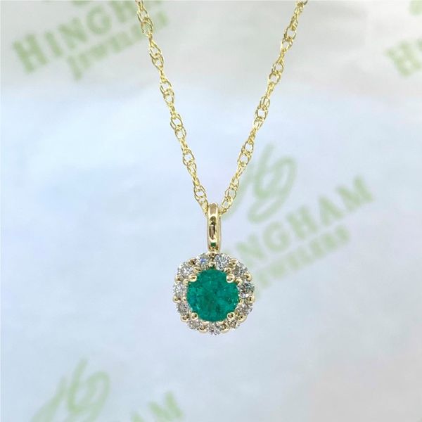 Emerald Halo Pendant Necklace Hingham Jewelers Hingham, MA