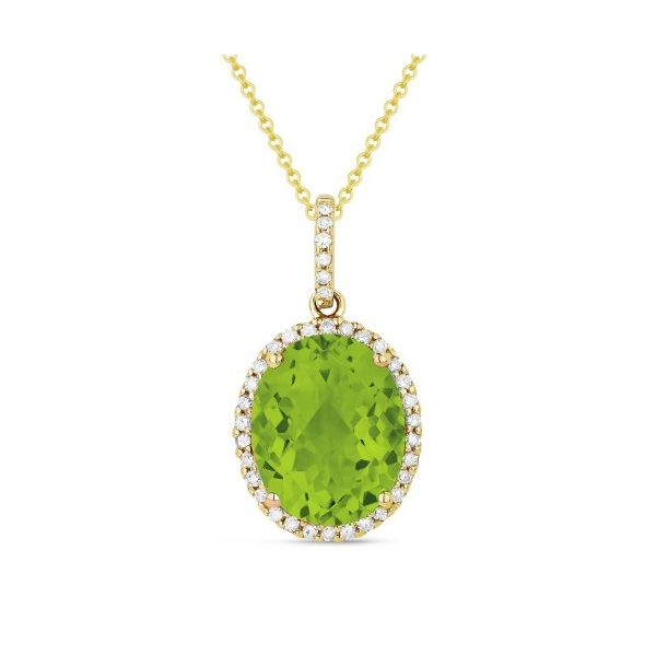 Peridot Halo Pendant Necklace Hingham Jewelers Hingham, MA