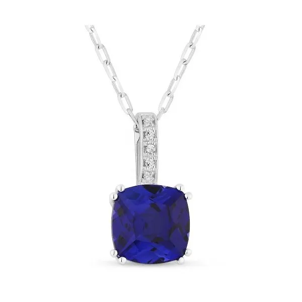 Created Sapphire Cushion Pendant Hingham Jewelers Hingham, MA