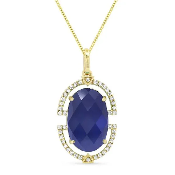 Created Sapphire Split Halo Pendant Necklace Hingham Jewelers Hingham, MA