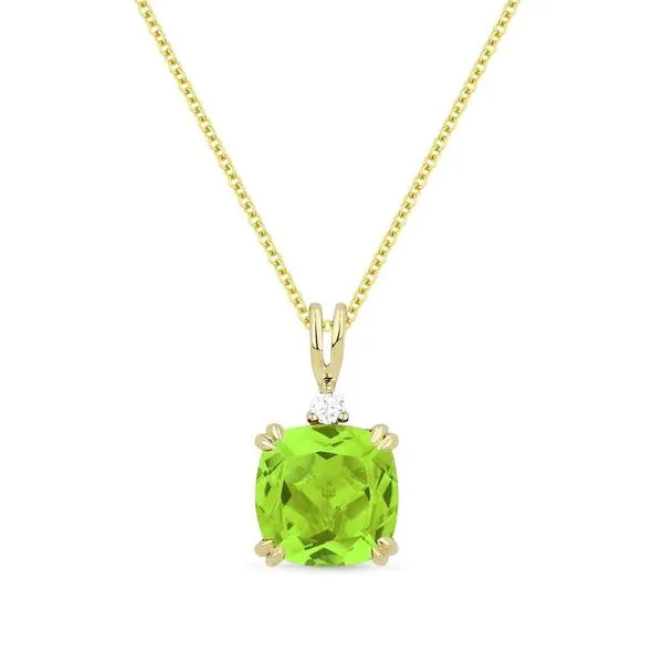 Peridot Cushion Pendant Necklace Hingham Jewelers Hingham, MA