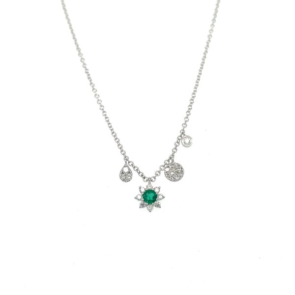 Emerald Halo Charm Necklace Hingham Jewelers Hingham, MA