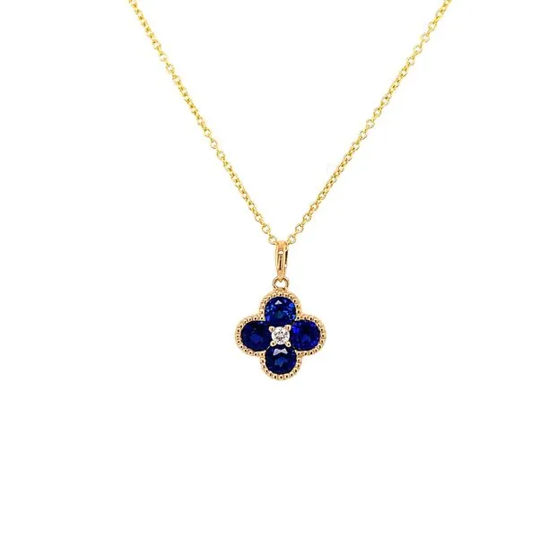 Created Sapphire Clover Pendant Necklace Hingham Jewelers Hingham, MA