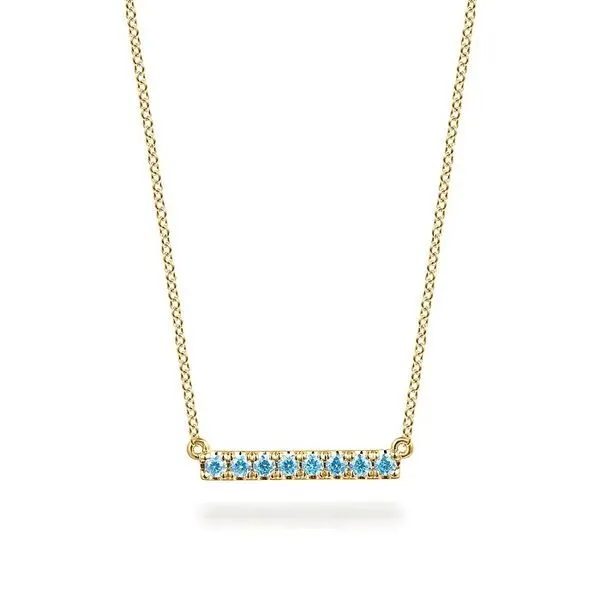Blue Topaz Bar Necklace Hingham Jewelers Hingham, MA