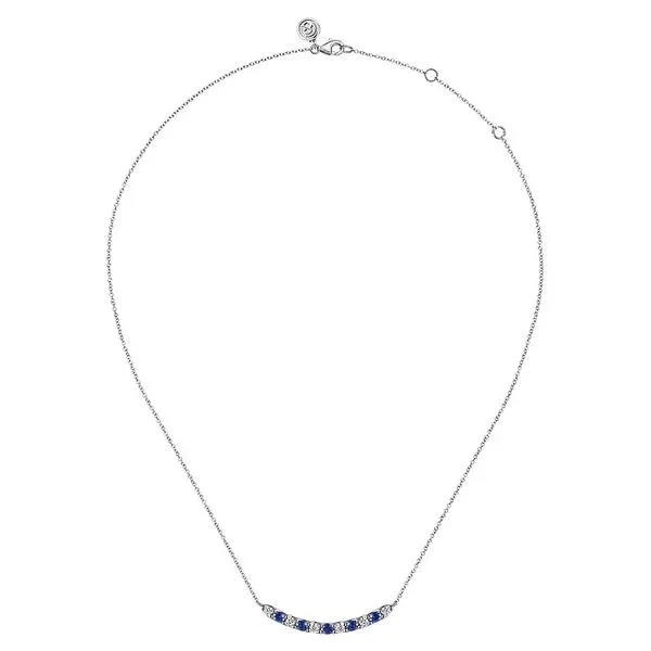 Sapphire and Diamond Bar Necklace Image 2 Hingham Jewelers Hingham, MA