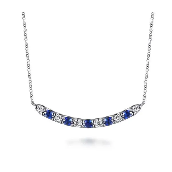 Sapphire and Diamond Bar Necklace Hingham Jewelers Hingham, MA