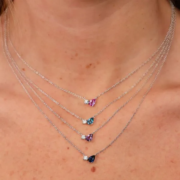 Blue Topaz Pear Accented Necklace Image 2 Hingham Jewelers Hingham, MA
