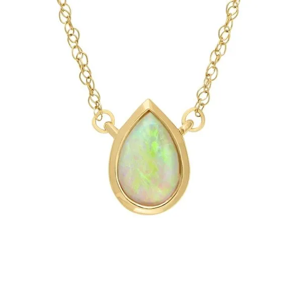 Pear-Shape Opal Bezel Necklace Hingham Jewelers Hingham, MA