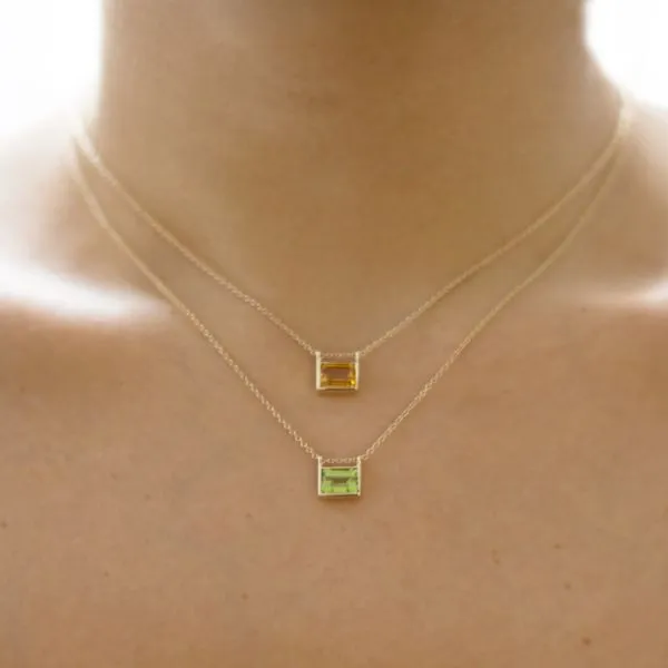 Citrine Bezel Necklace Image 2 Hingham Jewelers Hingham, MA