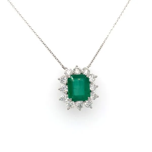 Emerald Halo Necklace Hingham Jewelers Hingham, MA