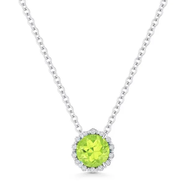 Peridot Halo Pendant Necklace Hingham Jewelers Hingham, MA