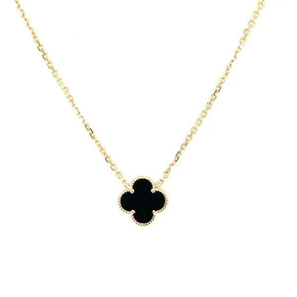 Reversible Diamond Pave and Black Onyx Clover Necklace Image 2 Hingham Jewelers Hingham, MA