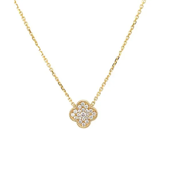 Reversible Diamond Pave and Black Onyx Clover Necklace Hingham Jewelers Hingham, MA