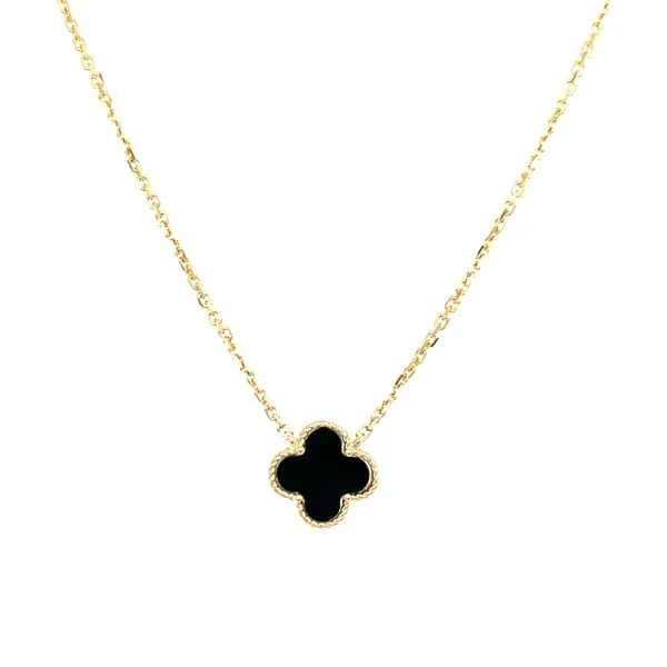Reversible Mother of Pearl and Black Onyx Clover Necklace Image 2 Hingham Jewelers Hingham, MA