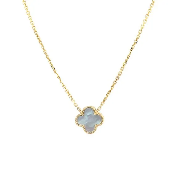 Reversible Mother of Pearl and Black Onyx Clover Necklace Hingham Jewelers Hingham, MA