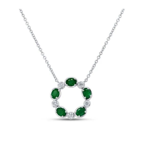 Emerald and Diamond Circle Necklace