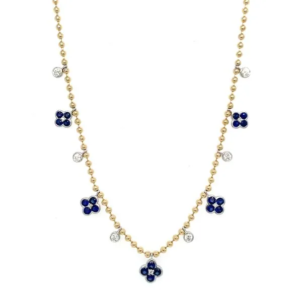 Sapphire and Diamond Clover Charm Necklace