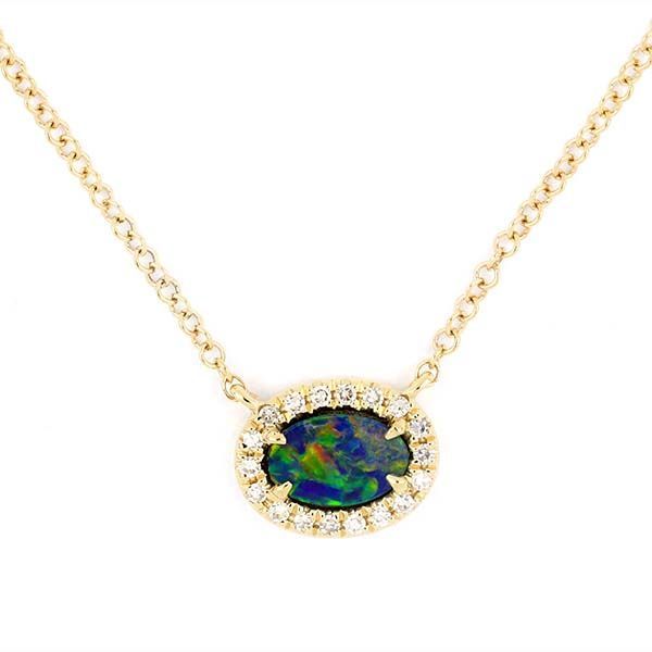 Opal Halo Necklace Hingham Jewelers Hingham, MA