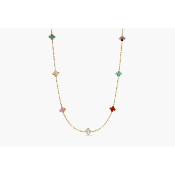 Venetian Princess Carnival Mixed Gemstones Flower Station Necklace Hingham Jewelers Hingham, MA