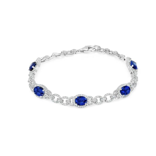 Sapphire and Diamond Link Bracelet Hingham Jewelers Hingham, MA