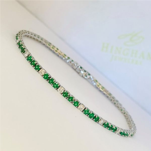 Tsavorite Garnet and Diamond Line Bracelet Hingham Jewelers Hingham, MA