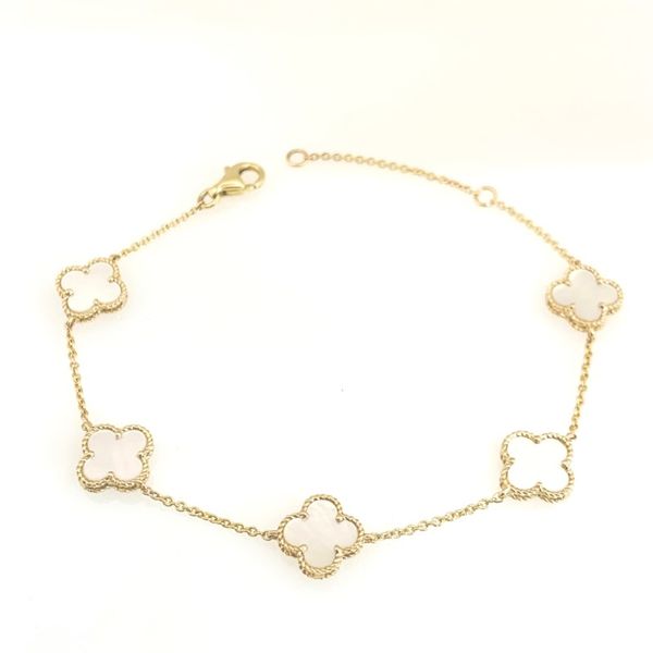 Mother of Pearl Clover Station Bracelet Hingham Jewelers Hingham, MA