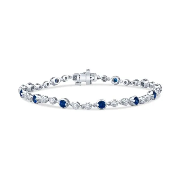 Vintage Style Bezel Sapphire and Diamond Bracelet Hingham Jewelers Hingham, MA