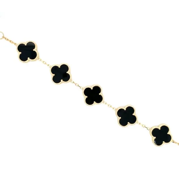 Black Onyx Clover Station Bracelet