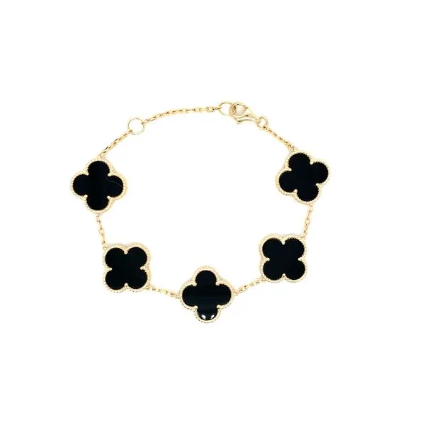 Black Onyx Clover Station Bracelet
