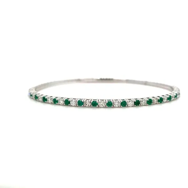 Emerald and Diamond Flexible Bangle Bracelet