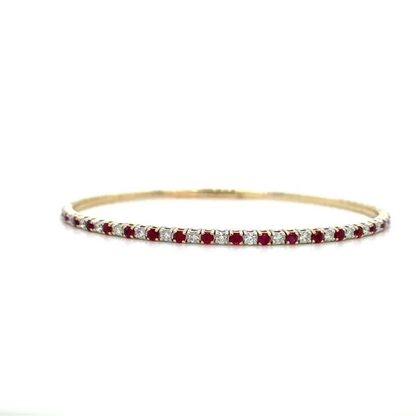 Ruby and Diamond Flexible Bangle Bracelet