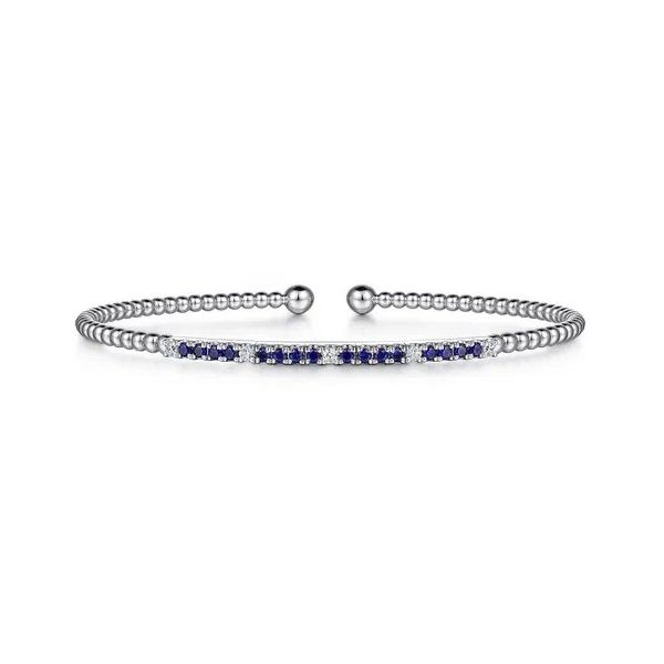 Sapphire and Diamond Flexible Open Bangle Bracelet Hingham Jewelers Hingham, MA