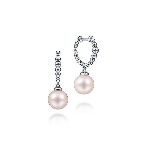 Beaded Huggies with Pearl Drop Hingham Jewelers Hingham, MA