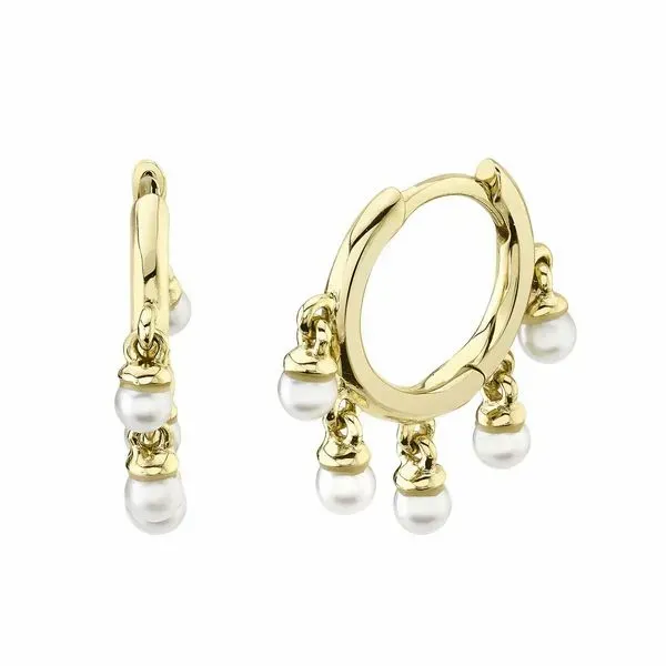 Pearl Charm Huggie Hoop Earrings Hingham Jewelers Hingham, MA