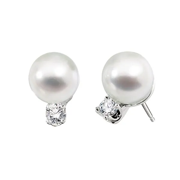 Pearl and Diamond Stud Earrings Hingham Jewelers Hingham, MA