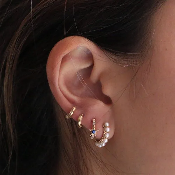 Mini Pearl Hoop Earrings Image 2 Hingham Jewelers Hingham, MA