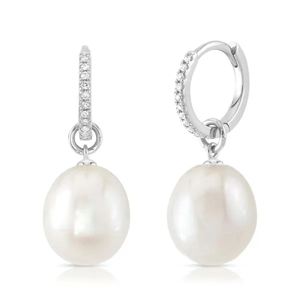 Diamond Pave and Pearl Drop Earrings Hingham Jewelers Hingham, MA