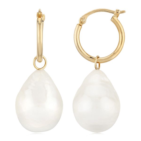 Baroque Pearl Hoop and Charm Earrings Hingham Jewelers Hingham, MA