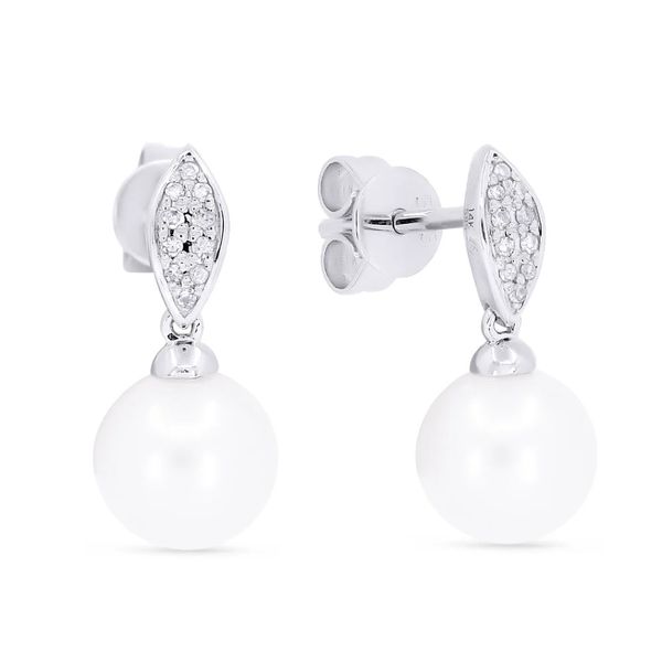 Diamond Pave Pearl Drop Earrings Hingham Jewelers Hingham, MA